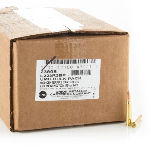 1000 Rounds of .223 Ammo by Remington - 55gr MC Bulk Pack