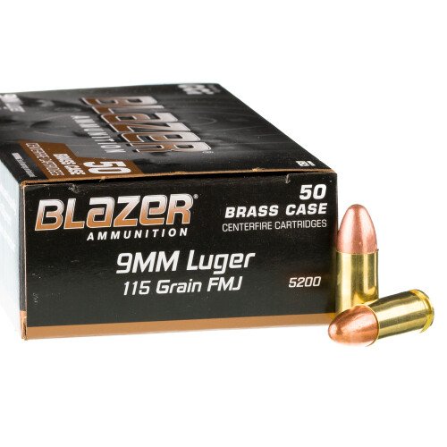 1000 Rounds of 9mm Ammo by Blazer Brass - 115gr FMJ