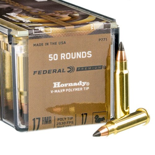 50 Rounds of .17HMR Ammo by Federal - 17gr Polymer Tipped