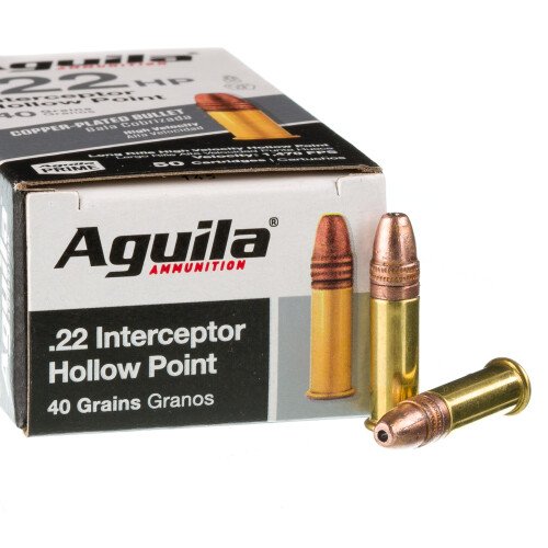 50 Rounds of .22 LR Ammo by Aguila Interceptor - 40gr CPHP