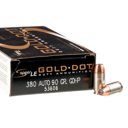 50 Rounds of .380 ACP Ammo by Speer LE - 90gr JHP