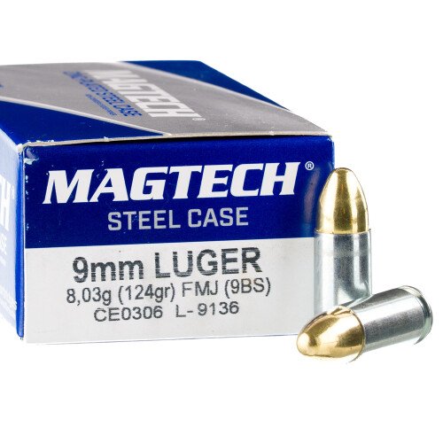 50 Rounds of 9mm Ammo by Magtech Steel - 124gr FMJ *STEEL CASES*
