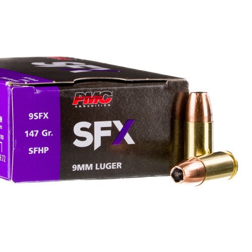 50 Rounds of 9mm Ammo by PMC SFX - 147gr JHP