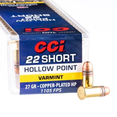 100 Rounds of .22 Short Ammo by CCI - 27gr CPHP