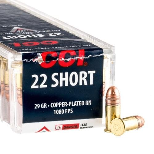 100 Rounds of .22 Short Ammo by CCI - 29gr CPRN