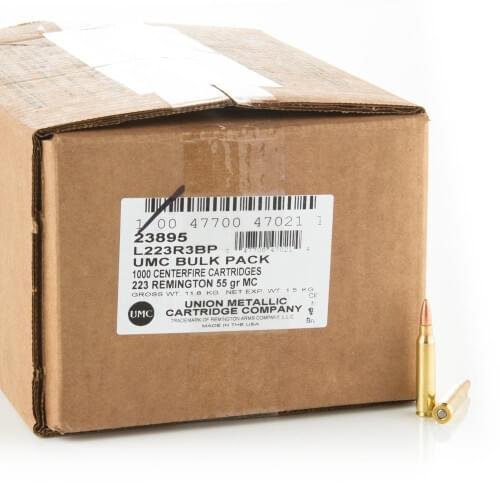 1000 Rounds of .223 Ammo by Remington - 55gr MC Bulk Pack