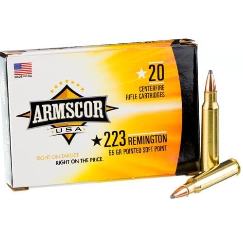 1000 Rounds of .223 Rem Ammo by Armscor USA - 55gr PSP
