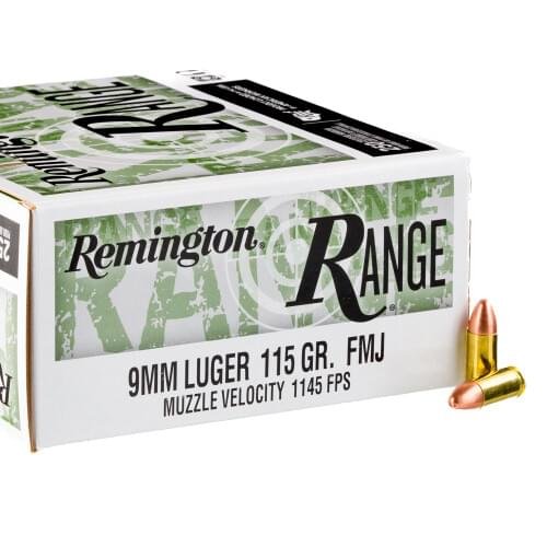 1000 Rounds of 9mm Ammo by Remington Range - 115gr FMJ