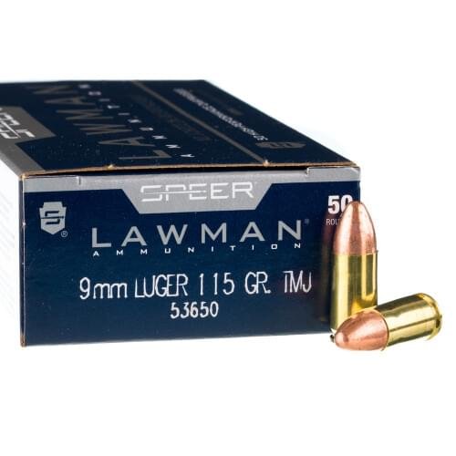 1000 Rounds of 9mm Ammo by Speer Lawman - 115gr TMJ