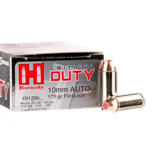 20 Rounds of 10mm Ammo by Hornady Critical Duty - 175 Grain FTX