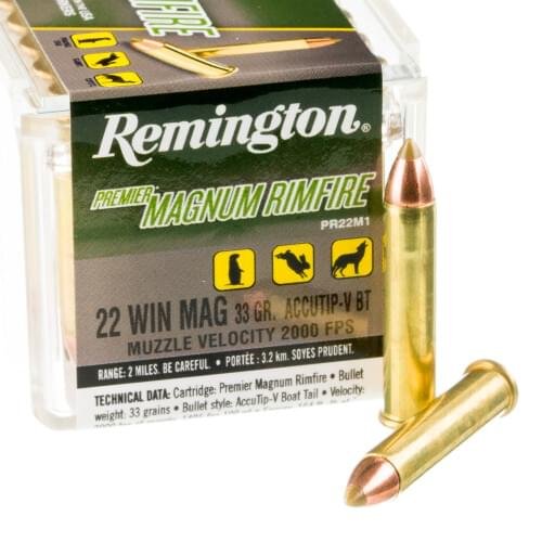 50 Rounds of .22 WMR Ammo by Remington - 33gr Accutip