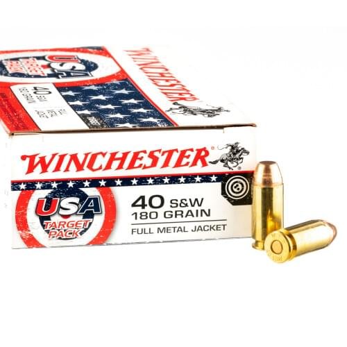 500 Rounds of 40 S&W Ammo by Winchester USA Target Pack - 180gr FMJ